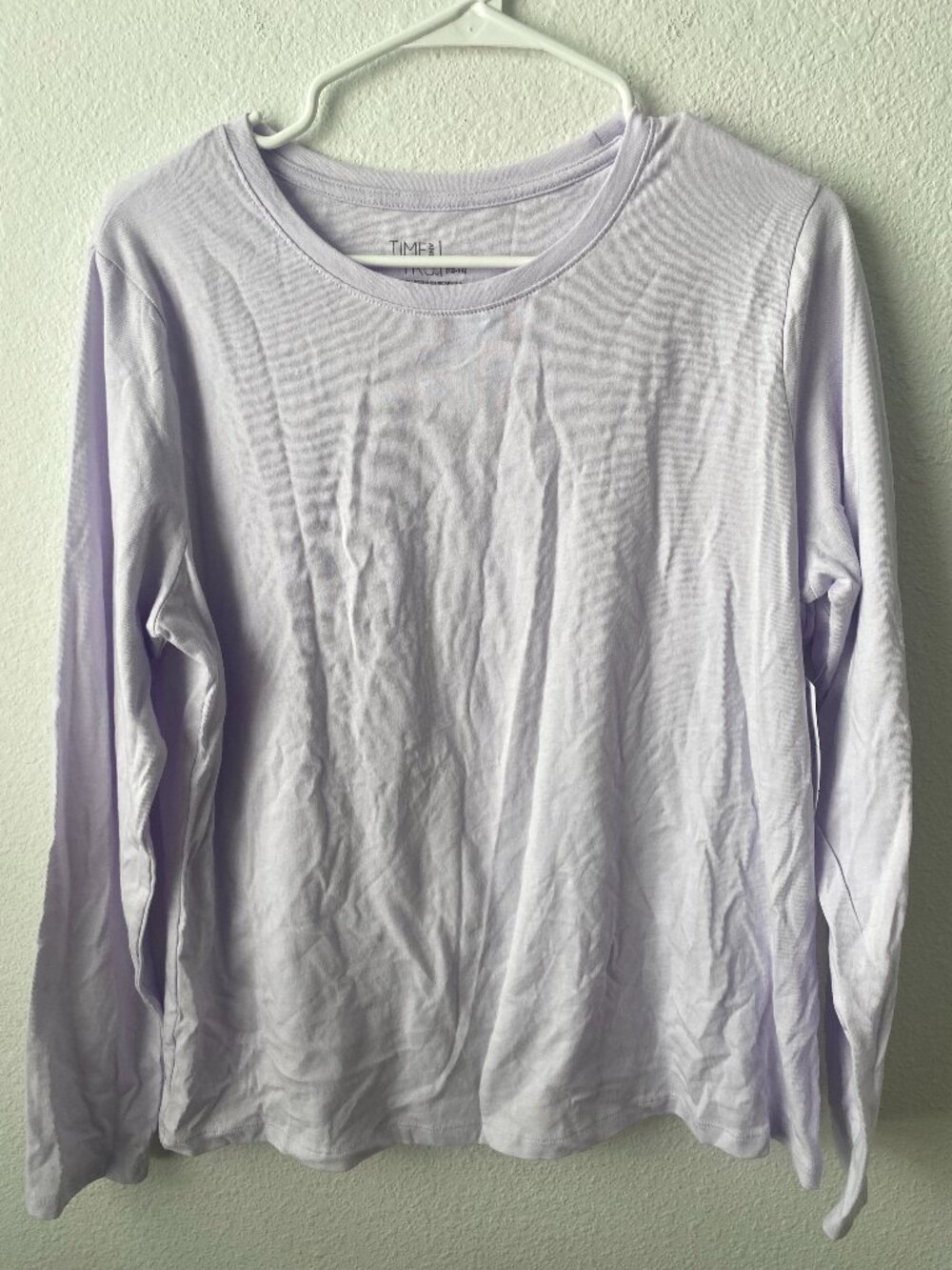 Time And Tru Women's L 12/14 soothing Lilac Long Sleeve Core Crew Tee T Shirt
